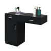 Wall-Mounted Hairdressing Cabinet 2 Drawers 2 Locks 1 Door 3 Hair Dryer Black