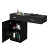 Wall-Mounted Hairdressing Cabinet 2 Drawers 2 Locks 1 Door 3 Hair Dryer Black