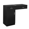 Wall-Mounted Hairdressing Cabinet 2 Drawers 2 Locks 1 Door 3 Hair Dryer Black