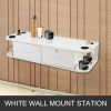 VEVOR White Wall Mount Styling Station Classic Locking 2 Drawers Storage Beauty Salon Equipment 5 Hair Dryer Holes Locking Cabinet for Beauty Salon or