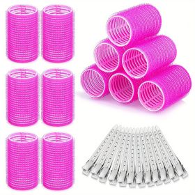 24pcs Jumbo Hair Curlers with Self-Grip Clips for Long, Medium, Short, Thick, and Thin Hair - Perfect for Bangs, Volume, and DIY Hair Dressing (size: 1.42inch*2.52inch/24pcs)