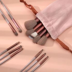 13 PCS Makeup Brushes Set Eye Shadow Foundation Women Cosmetic Brush Eyeshadow Blush Powder Blending Beauty Soft Make Up Tools (Handle Color: 13Pcs-velvet bag)