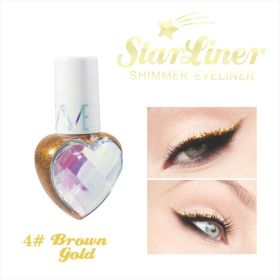 Shiny Eye Liners Pigment Silver Rose Gold Color Liquid Glitter eyeshadow Professional Eyeliner Beauty Cosmetics Makeup for Women (Color: brown gold heart)