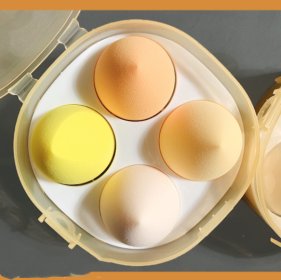 Beauty Egg Super Soft Makeup Special Do Not Eat Powder Dry And Wet Dual-Use Puff Sponge 4 Pcs (Color: Yellow)