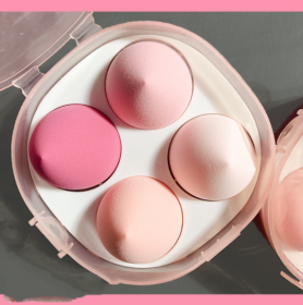 Beauty Egg Super Soft Makeup Special Do Not Eat Powder Dry And Wet Dual-Use Puff Sponge 4 Pcs (Color: Pink)