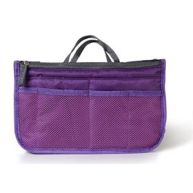 Women Lady Travel Insert Handbag Organiser Makeup Bags (Color: Purple, Type: Makeup Bags)